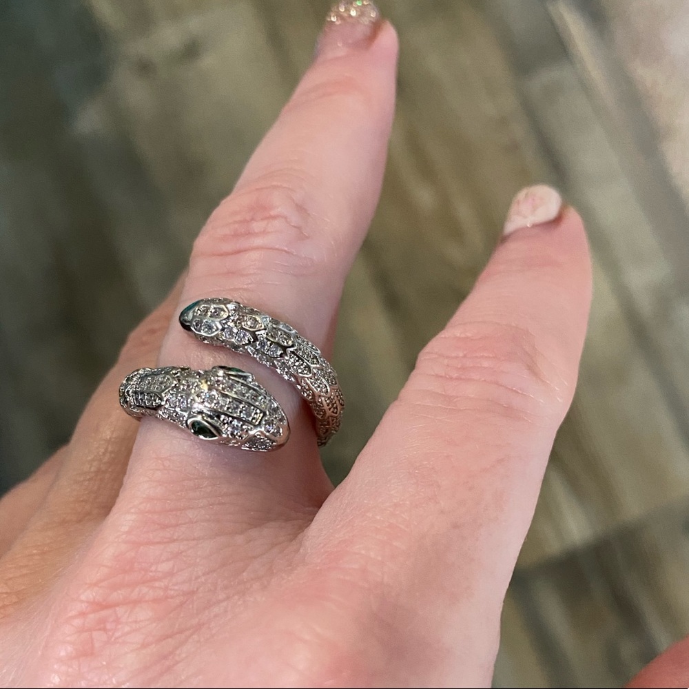 stunning serpent ring, new, micro paved, amazingly done